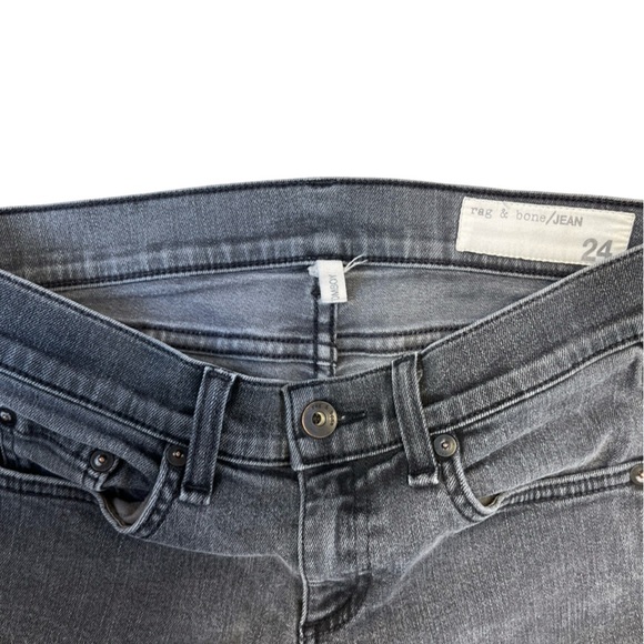 Rag & Bone Tomboy Cropped Skinny Boyfriend Jeans Faded Black Wash - Size 24 - Picture 4 of 12